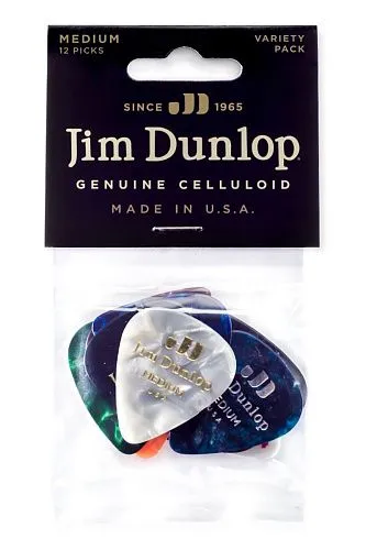 Dunlop PVP106 Celluloid Набор медиаторов Guitar MED/HVY Pick Variety Pack, 12 шт.
