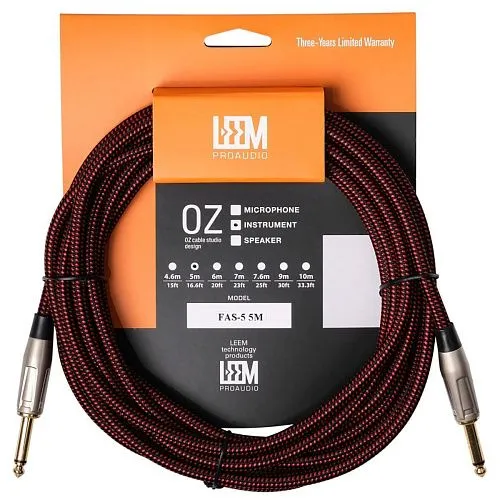 Leem FAS-5(BK/RD) Кабель инструментальный, черный/красный.